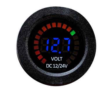 Voltmeter digital 12V / 24V mit LED Batteriestand-Anzeige